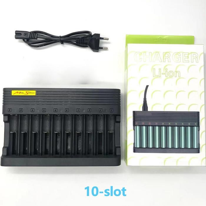 CW Fast Charging 10/12 Slot Baterai 18650 Smart Charger Battery Lithium Universal Jam Batre Batrai -