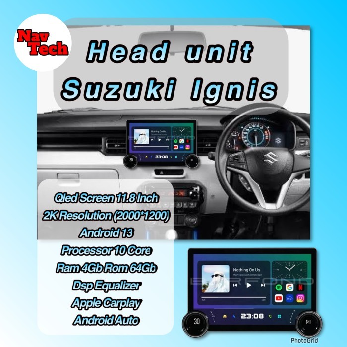 Head unit android 11.5 inch Suzuki Ignis Qled Screen 2K 10 Core