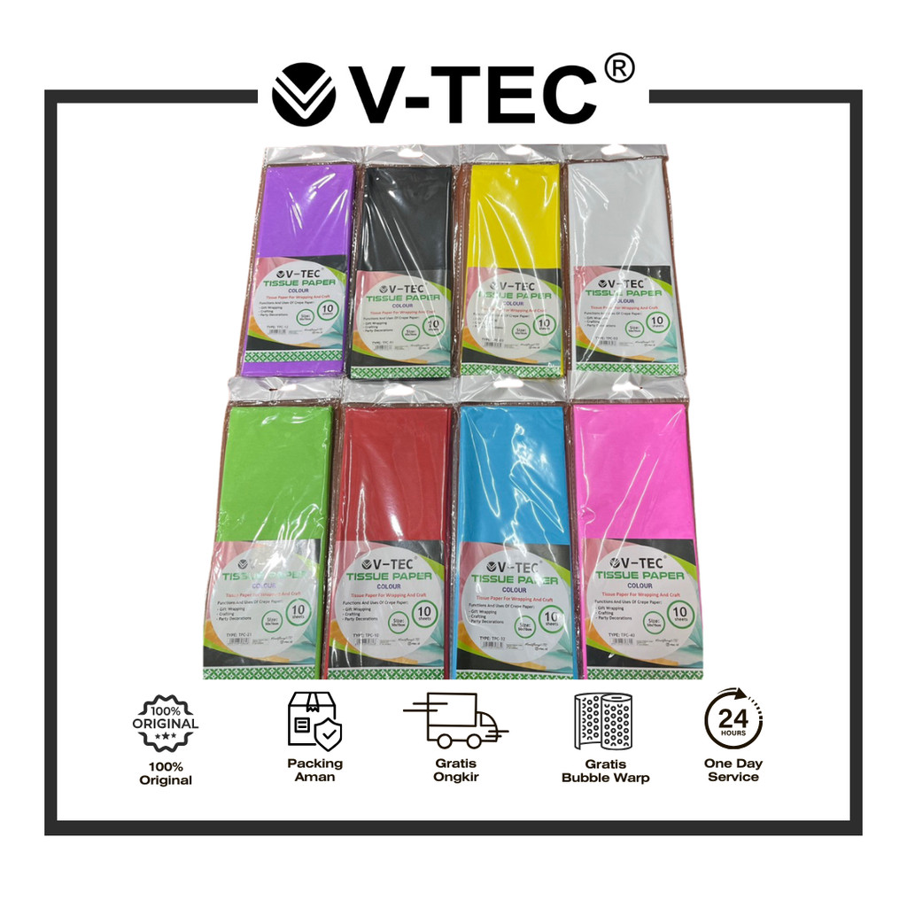 

V-TEC TISSUE PAPER FLUOR KERTAS TISSUE KERAJINAN BUNGKUS PAPER BUKET BUNGA TPF 103 // 203 // 303 // 403 PACK