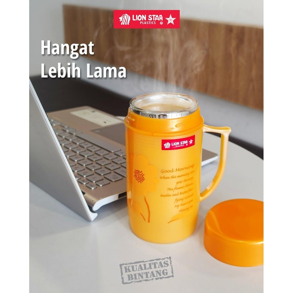 BEZTON Lion Star M-3 Jasmine Vacuum Cup 220 ml Gelas Termos Gelas dengan Tutup Tahan Dingin dan Pana
