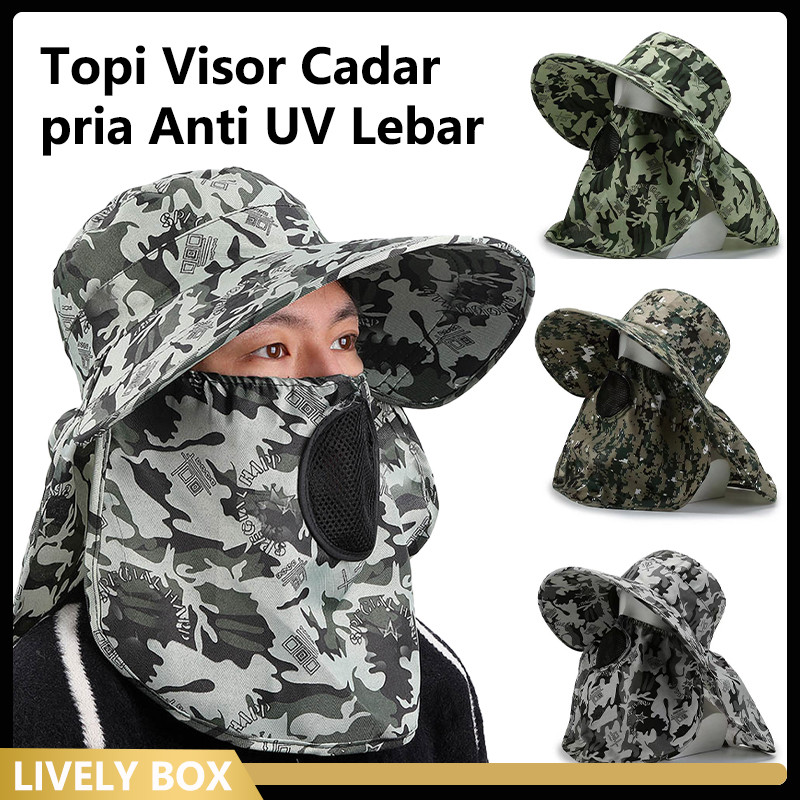 Topi Pantai Pria Import/Topi Visor Cadar Pria Anti UV Lebar/Topi Pantai Pria Import
