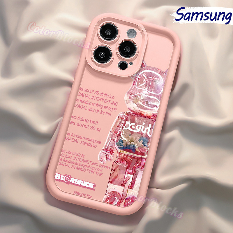 Tren Violent Bear motif Pink Casing Samsung Galaxy A15 A05 A54 A14 4G 5G A24 A13 Matte Murah SoftCas