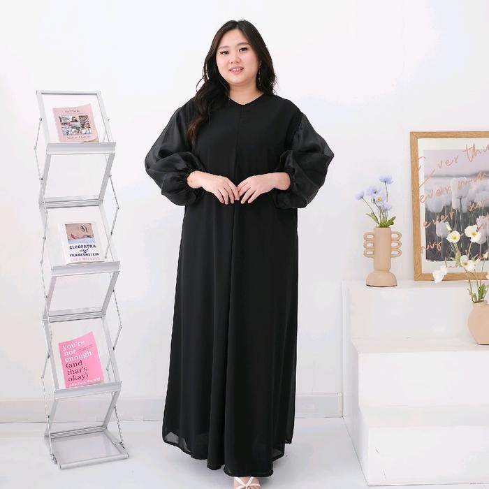 gamis ceruty polos jumbo Ld128 Ld140 - brown RM19, 3XL LD128