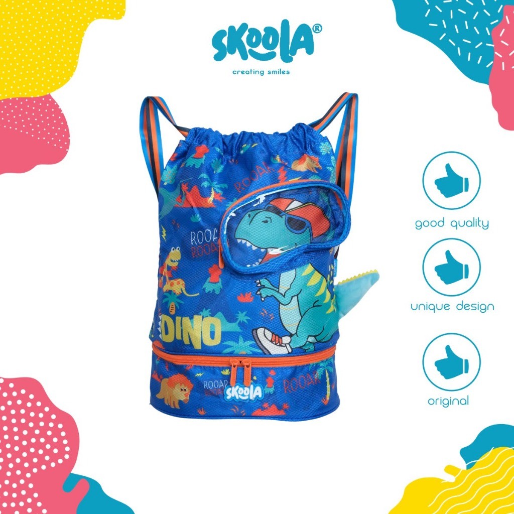 Skoola Tas Ransel Serut Renang Anak Laki - Laki Space Dinosaurus - Jolla