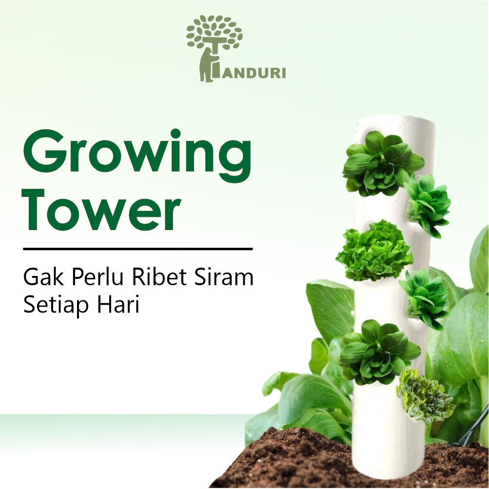 TANDURI- Growing Tower Tanah Vertikultur Vertikal Garden Paralon 50 cm Bahan PVC Premium 12 Lubang V