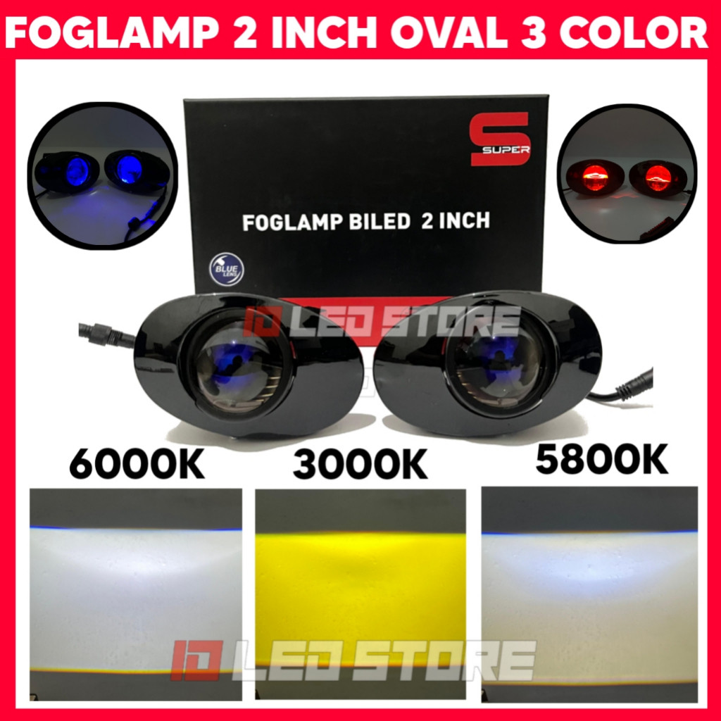BILED Foglamp 2 inch 3 Warna Devil Eye Breket Oval 2 Inch Foglamp Brio Jazz Mobilio