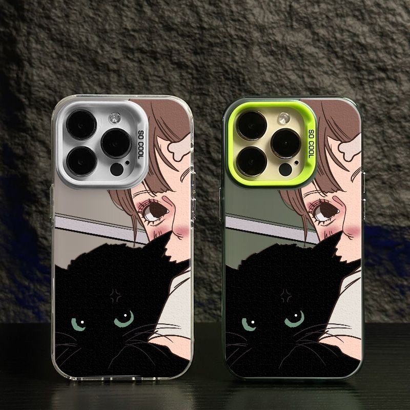 Casing Ponsel Cewek Kucing Hitam, Casing Pelindung Vivo, Cocok untuk VIVO Y30 V23E V25 V27 V29 V30 Y