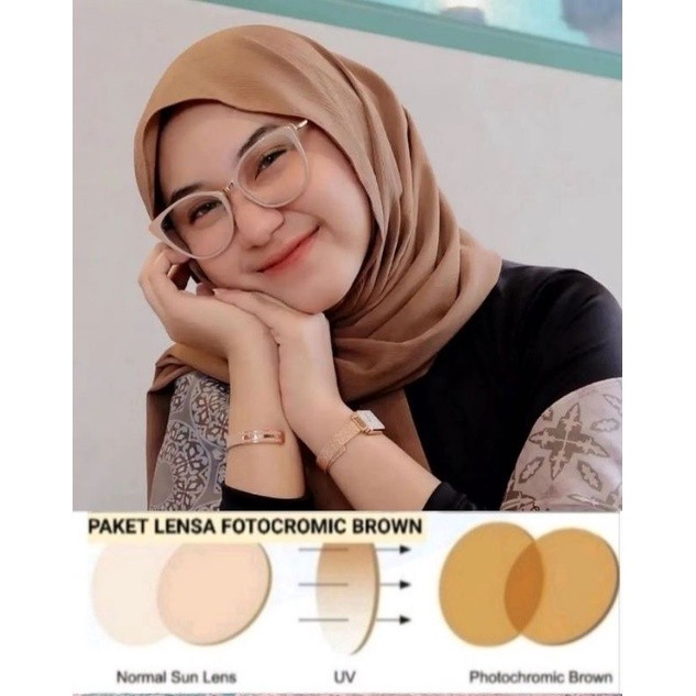 KACAMATA PAKET LENSA PHOTOBROWN / KACAMATA CATE EYE KACAMATA 3001