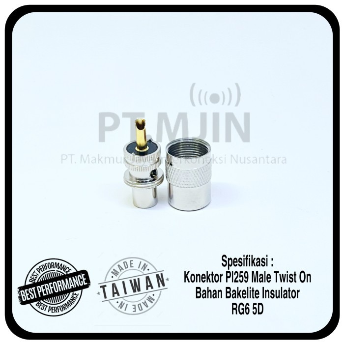 VTC88 Konektor PL259 Male Rg6 Rg5D Insulator Hitam Good quality goldpin