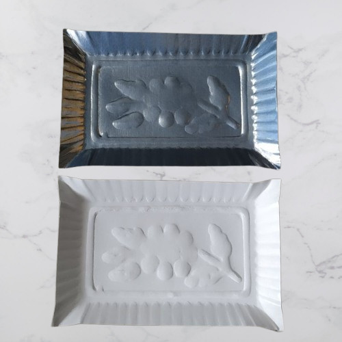 Piring Kue Kertas 10 pcs/ Piring Kertas Persegi Panjang Perak Ulang Tahun / Samir Kertas Persegi Pan