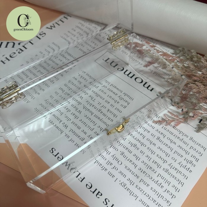 Box Seserahan Mas Kawin Uang Perhiasan Hantaran Kotak Akrilik Mahar - Polos, 17x8x7cm