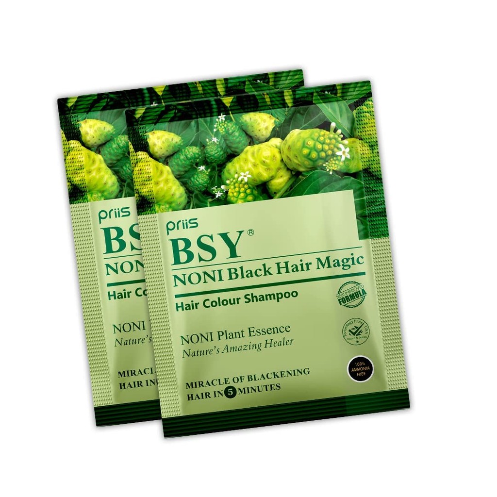 BSY Shampoo Noni Black Hair magic semir rambut hitam Alami