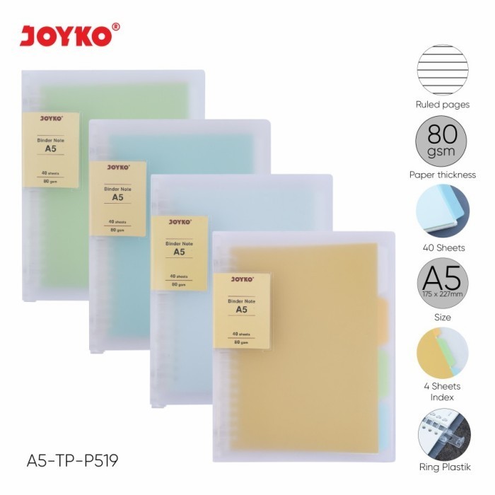 

Binder Note A5 Cover Transparan Buku Tulis Joyko A5-TP-P519