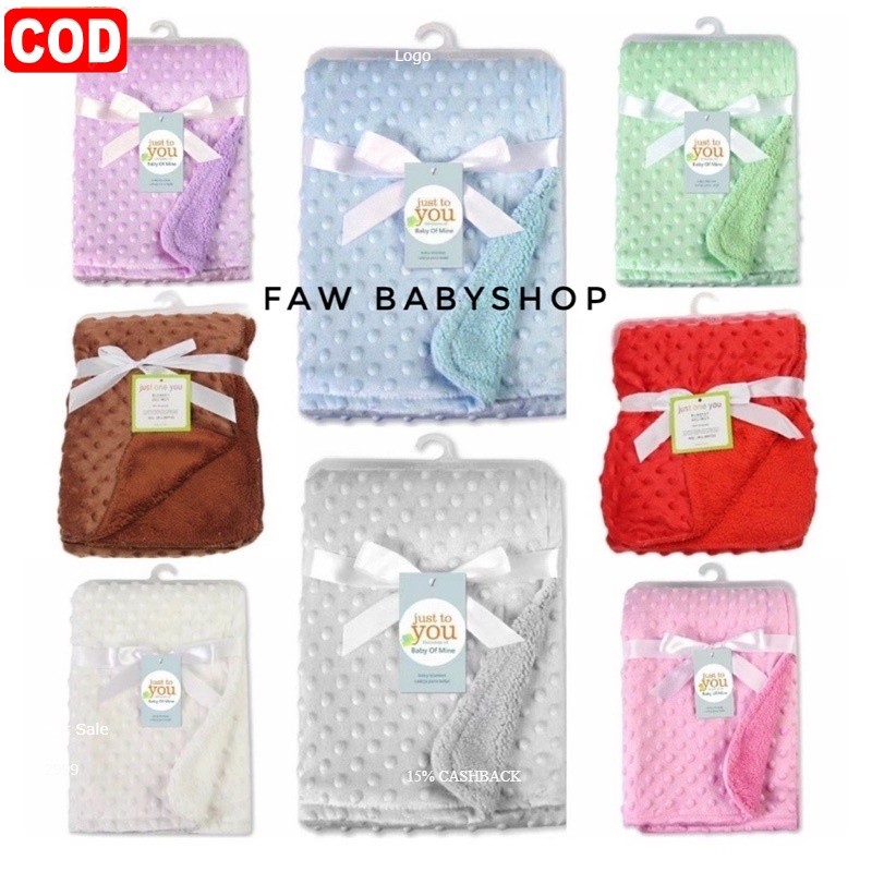 Selimut Bayi Double Fleece Bubble Minky Dot Polos Bahan / Baby Blanket / selimut bayi halus lembut