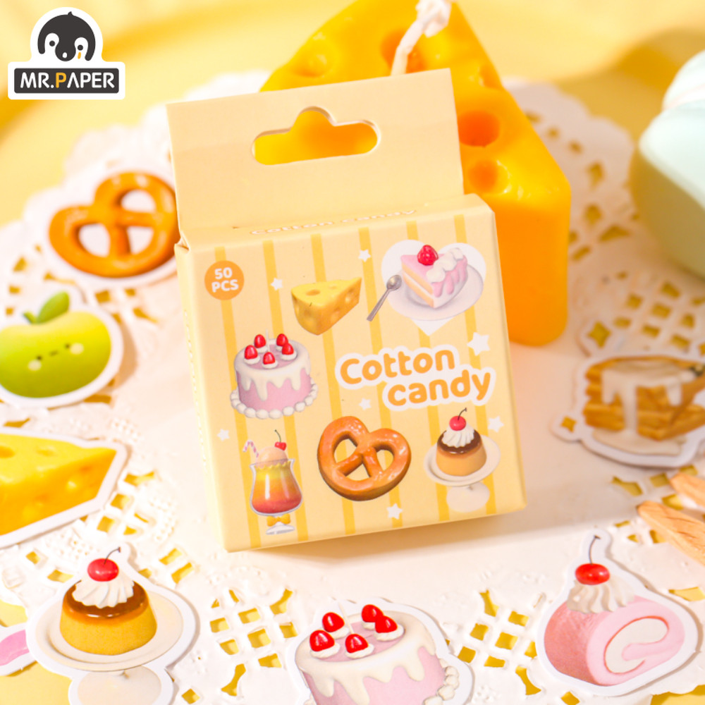 

Mr.Paper 4 Style 50sheets/box Cute Stickers Cartoon Pattern Closure Stickers Handbook DIY Decorative Collage Korean Stationery