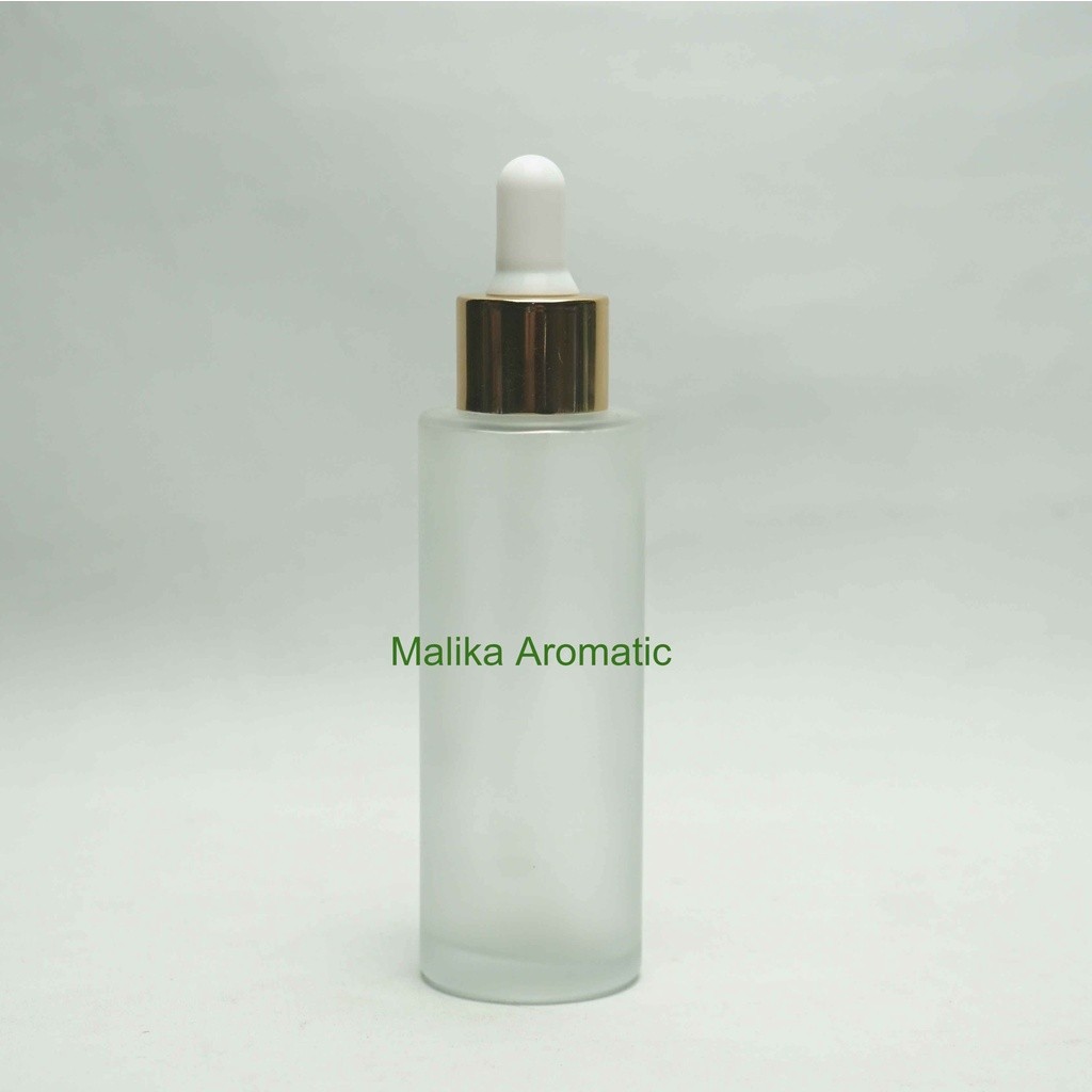 Serum 60 ml RF Clear Frosted Pipet Gold Chrome / Botol Pipet Karet / Botol Serum / Botol Kaca Kosmet