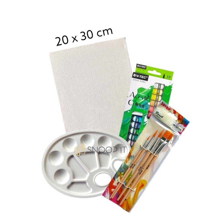 

Paket Melukis Lengkap Set 4 in 1 Set Kanvas 20x30 Kuas Palet dan Cat Acrylic - Set- SHAGB