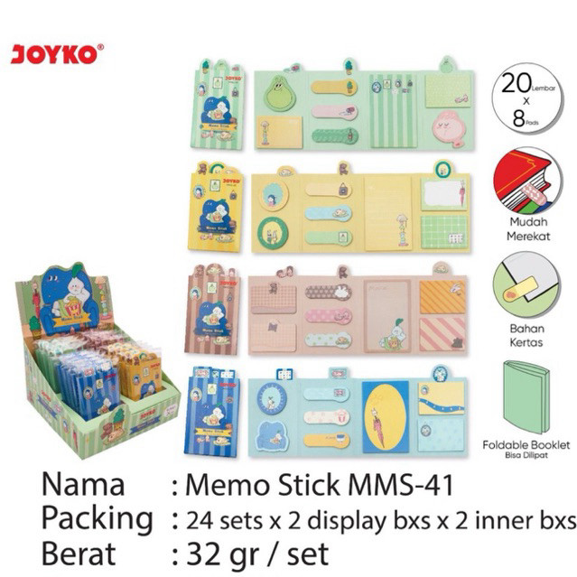 

( 1 pack ) Mms 41 Fancy & Color Memo Stick / Memo Pelekat Stiker warna warni Booklet / Index Note MMS-41 Joyko