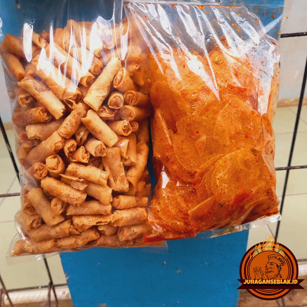 

( BUNDLE ) Sumpia Udang + Kripik kaca peda daun jeruk 500gram + 500gram juraganseblakendull.id