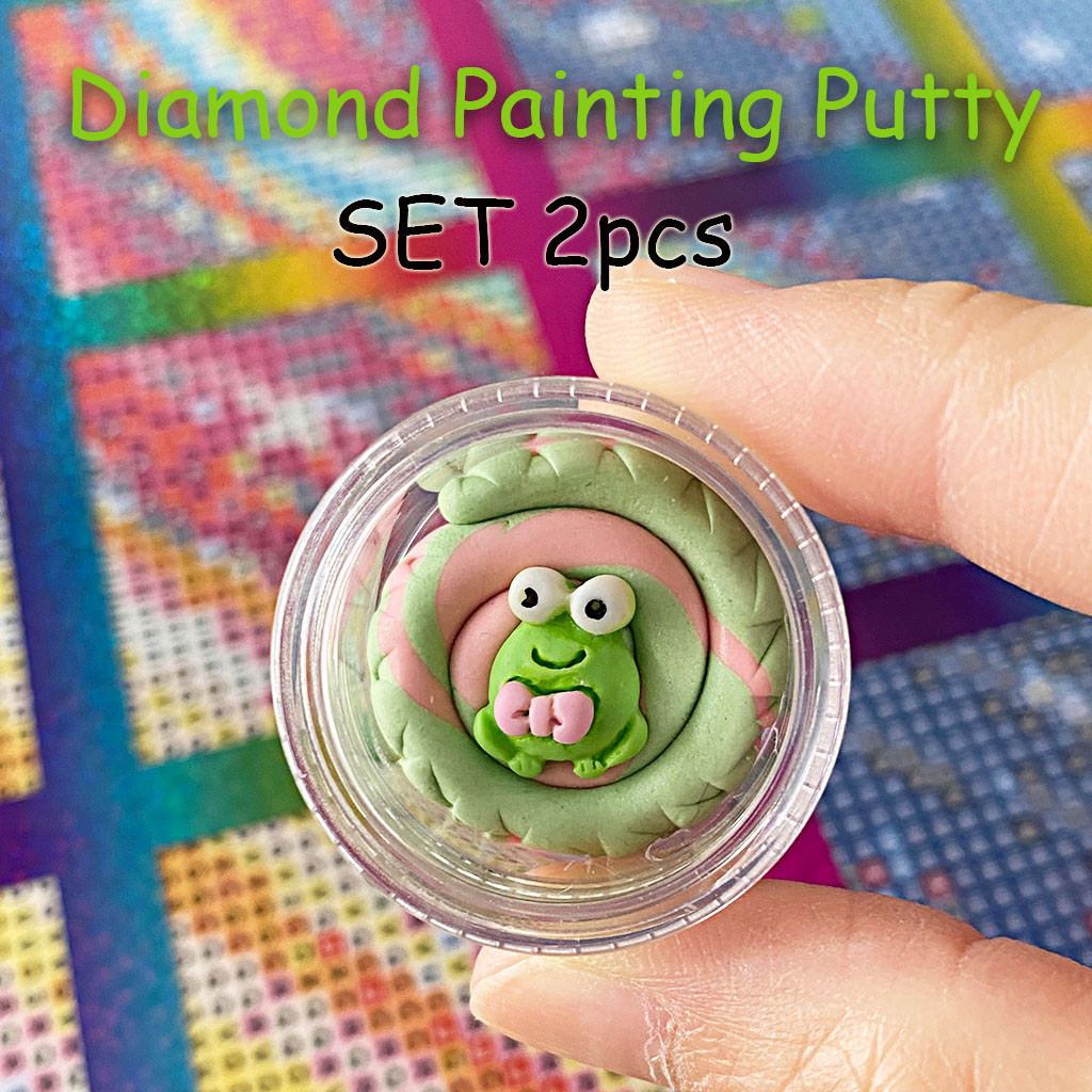 

Set of 2 Diamond Painting Putty in Container Frog Decor, 5D Diamond Art Tool Accessories