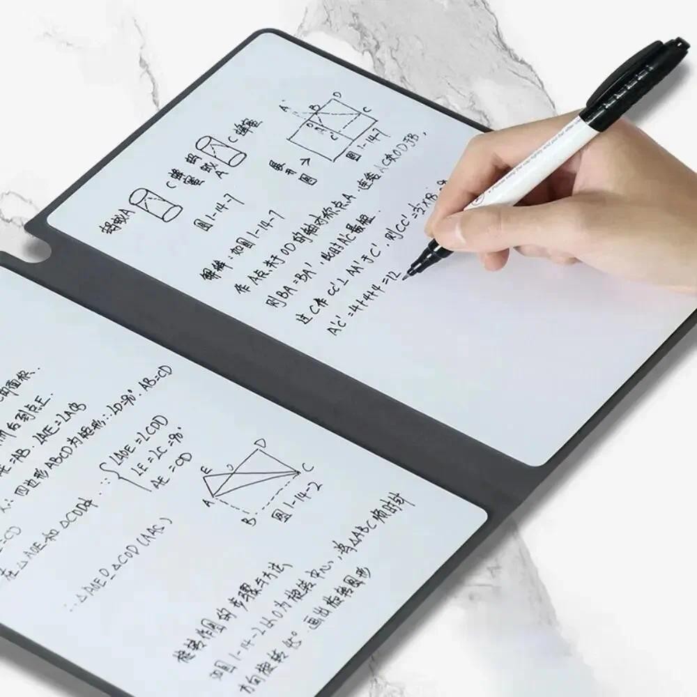 

1 Pcs Reusable Whiteboard Notebook Set with Whiteboard Pen Erasing Cloth Leather Memo Pad Weekly Planner Portable Stylish Office