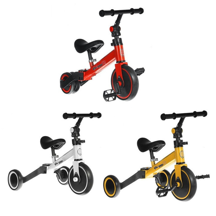 Sepeda Anak Tiga Roda Lipat 2 In 1 Bayi Kecil Keseimbangan 1 2 3 Tahun - Merah