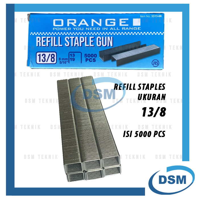 

ORANGE 13/8 ISI ULANG STAPLES TEMBAK 8 MM REFILL STAPLE GUN TACKER U