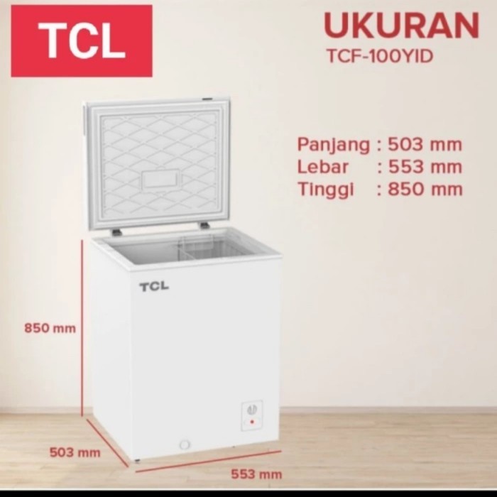 Chest Freezer TCL TCF100YID 100Liter TCF-100YID TCF 100 YID GARANSI