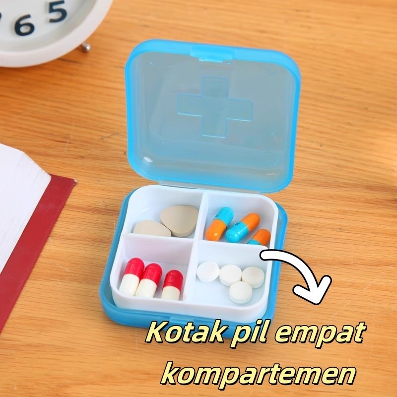 Kotak obat portabel/kotak penyimpanan pengeluaran/kotak obat bersegel seperempat/kotak obat jinjing 