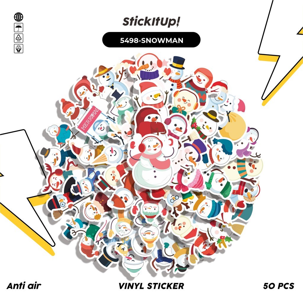 

COD✨ 50 Pcs Stiker SNOWMAN Lucu Anti Air Untuk Dekorasi Notebook Sepeda Skateboard Handphone DIY