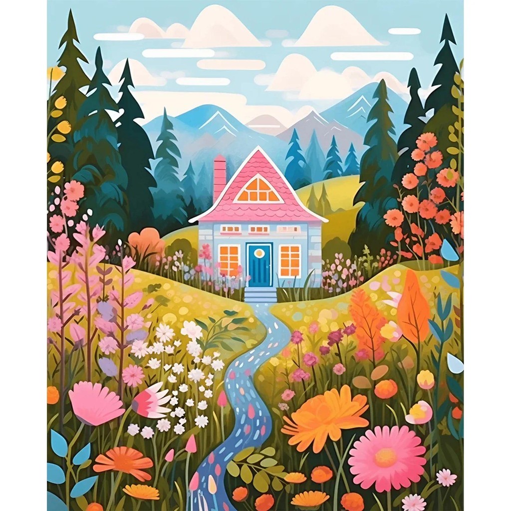 

DIY Paint By Numbers Kit for Adults - Mountains and Hills, Acrylic Digital Oil Painting Art on Canvas Wall Decor Gift No Frame