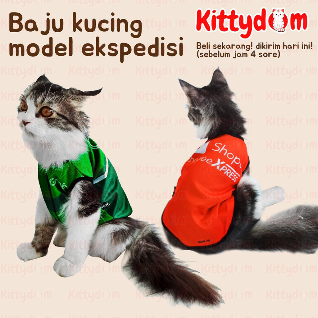 KITTYDOM Baju Hewan Model Ekspedisi Grab Gojek Tanpa Lengan Baju Kucing Kelinci Anjing Monyet