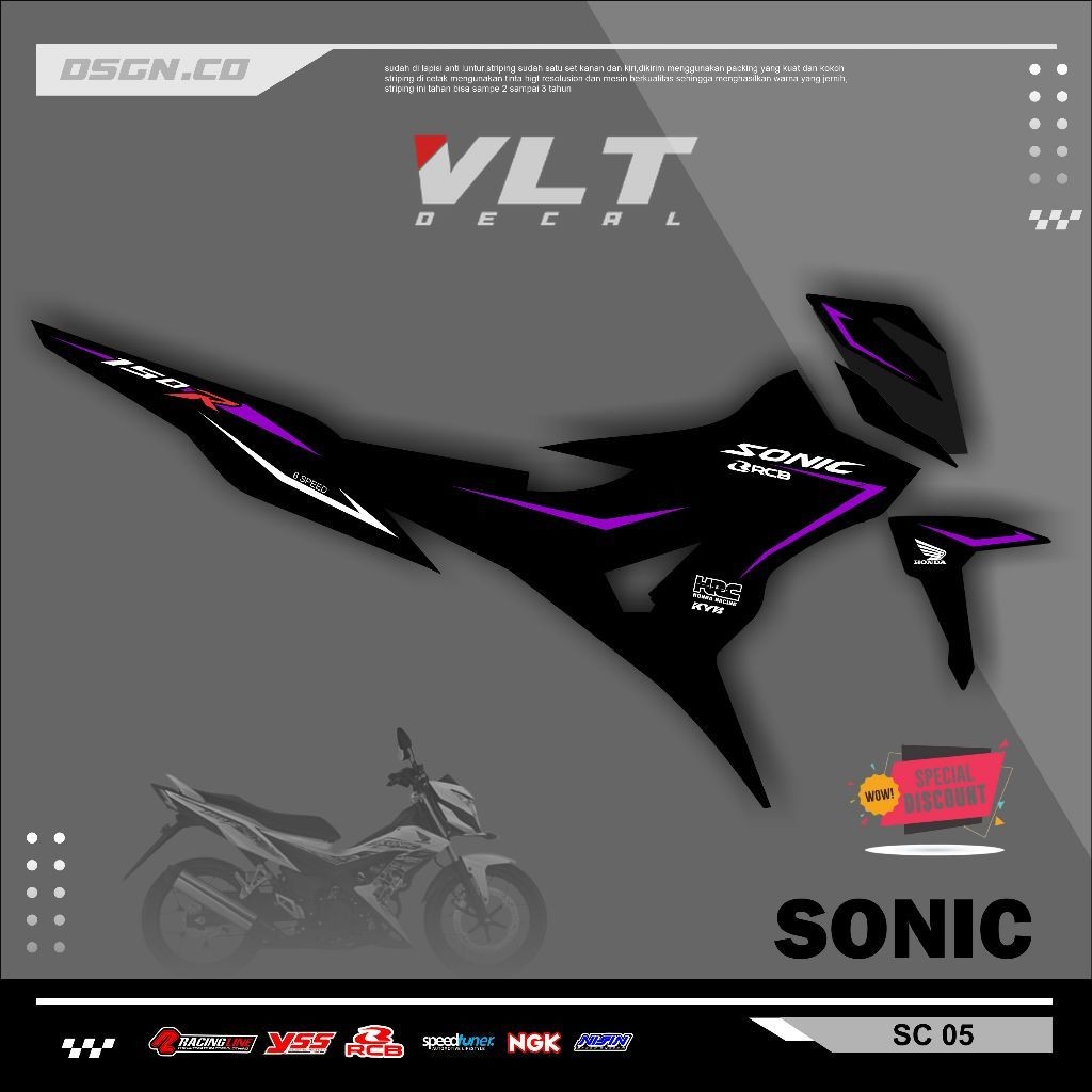 Striping Variasi Honda Sonic 150R / Sticker Honda Sonic variasi motif simple keren kode 05