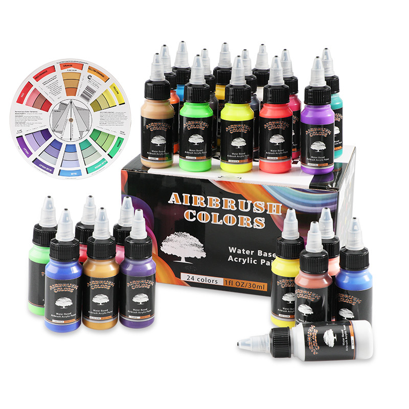 

Aibrush Paint 24 Colors Set 30ml Water-Based Acrylic Paint for Spray Gun Diy Modle Painting Nail Wall Paint