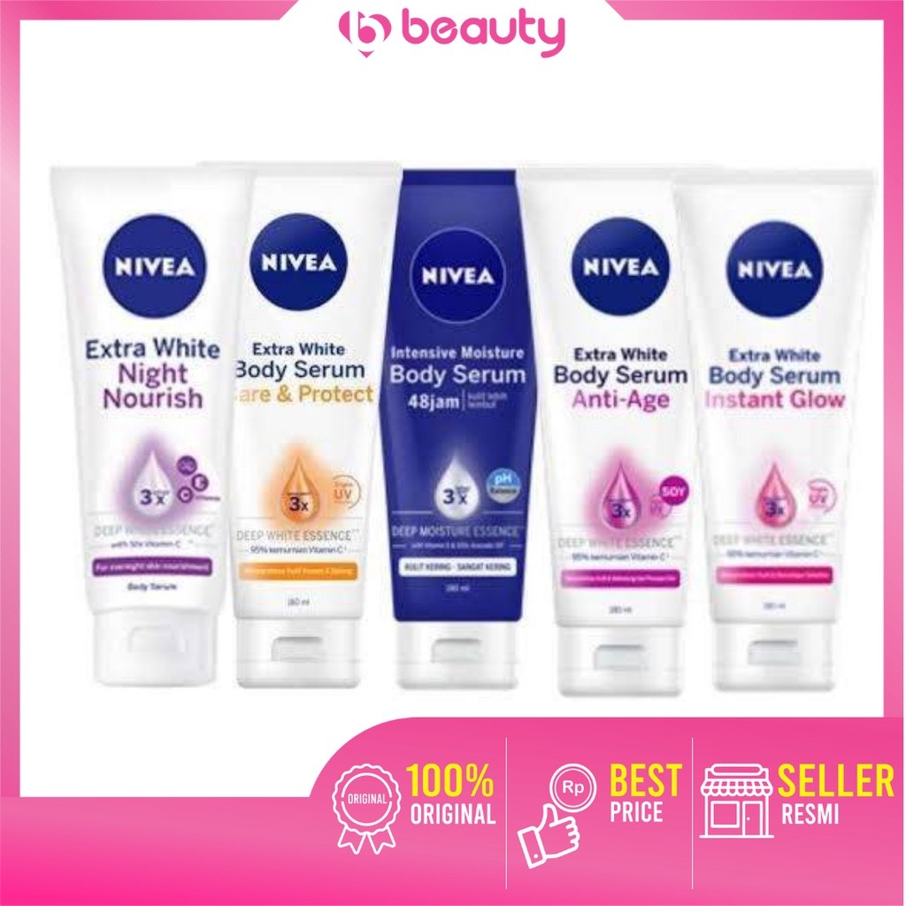 ❤ BEAUTY ❤ NIVEA Body Serum Extra White / Night / Repair Care Protect / Radiant / Glow / Hijab 180m