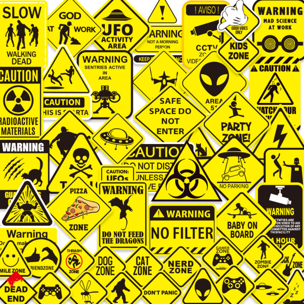 

10/50pcs Cartoon Warning Stickers Funny Danger Banning Skateboard Guitar Laptop Motorcycle Car Classic Toy Cool Decals Sticker