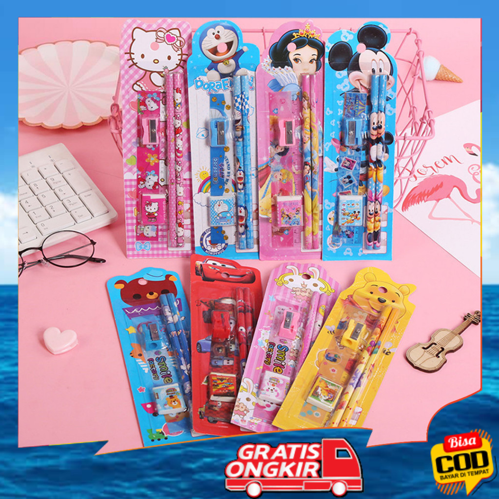 

Alat Tulis 5 in 1 Karakter / Paket Penggaris & Pensil Set / Mini Stationery Sekolah STY01