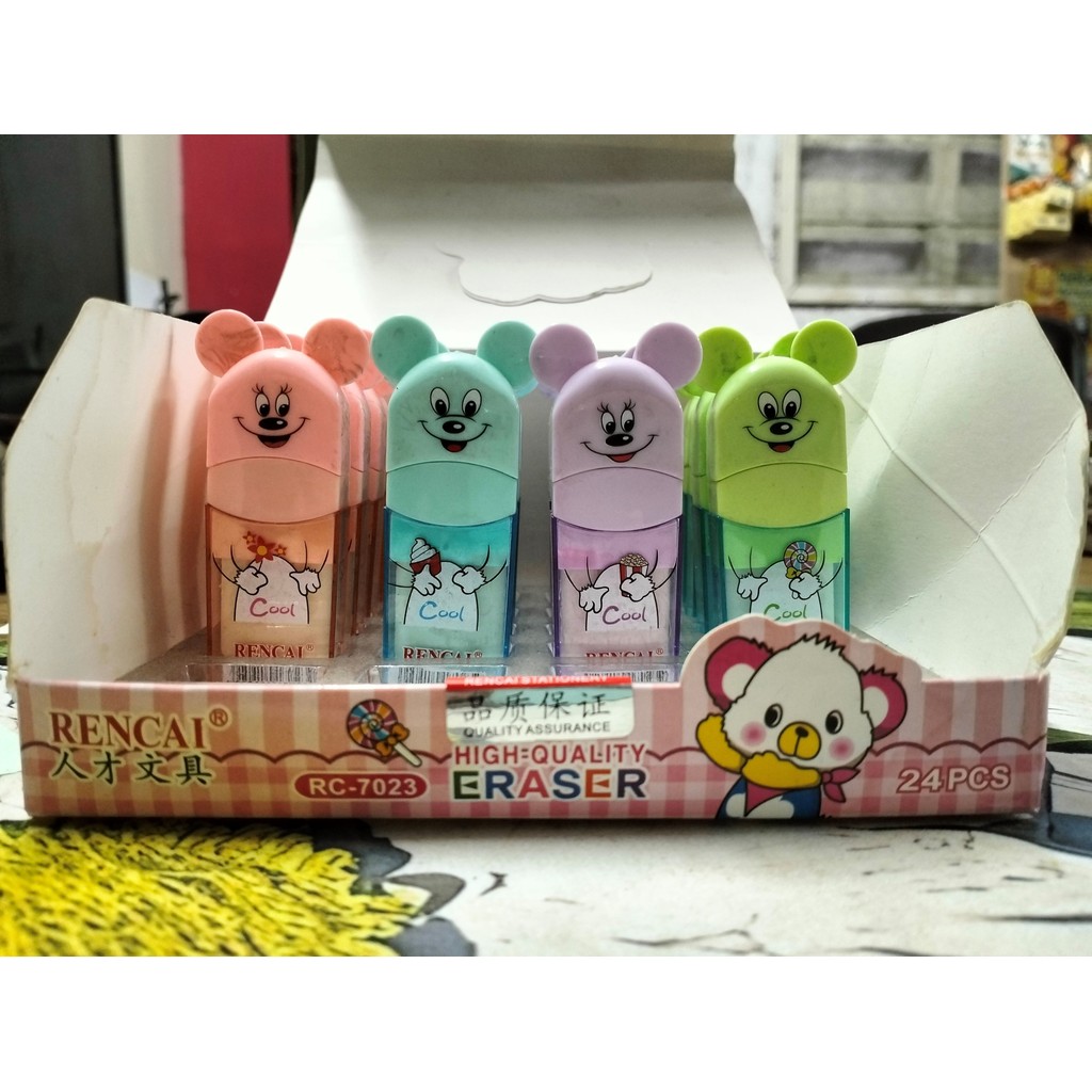 

stip setip penghapus pensil pencil karakter lucu kotak plastik mudah dipakai dan dijamin bersih RC-7023 Murah