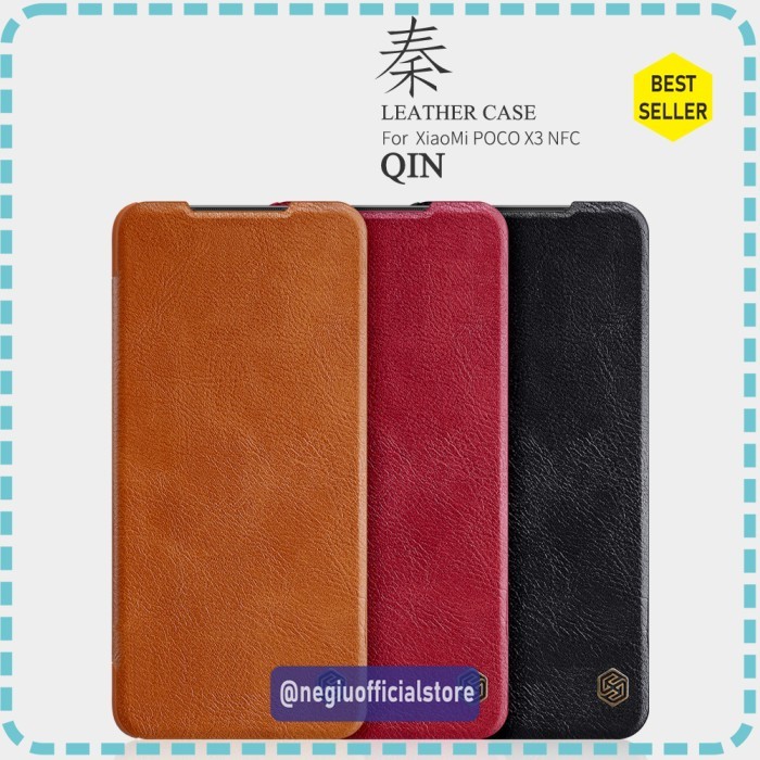 (GFT) Flip Cover Xiaomi Poco X3 NFC Nillkin Qin Leather Flip Hard Case