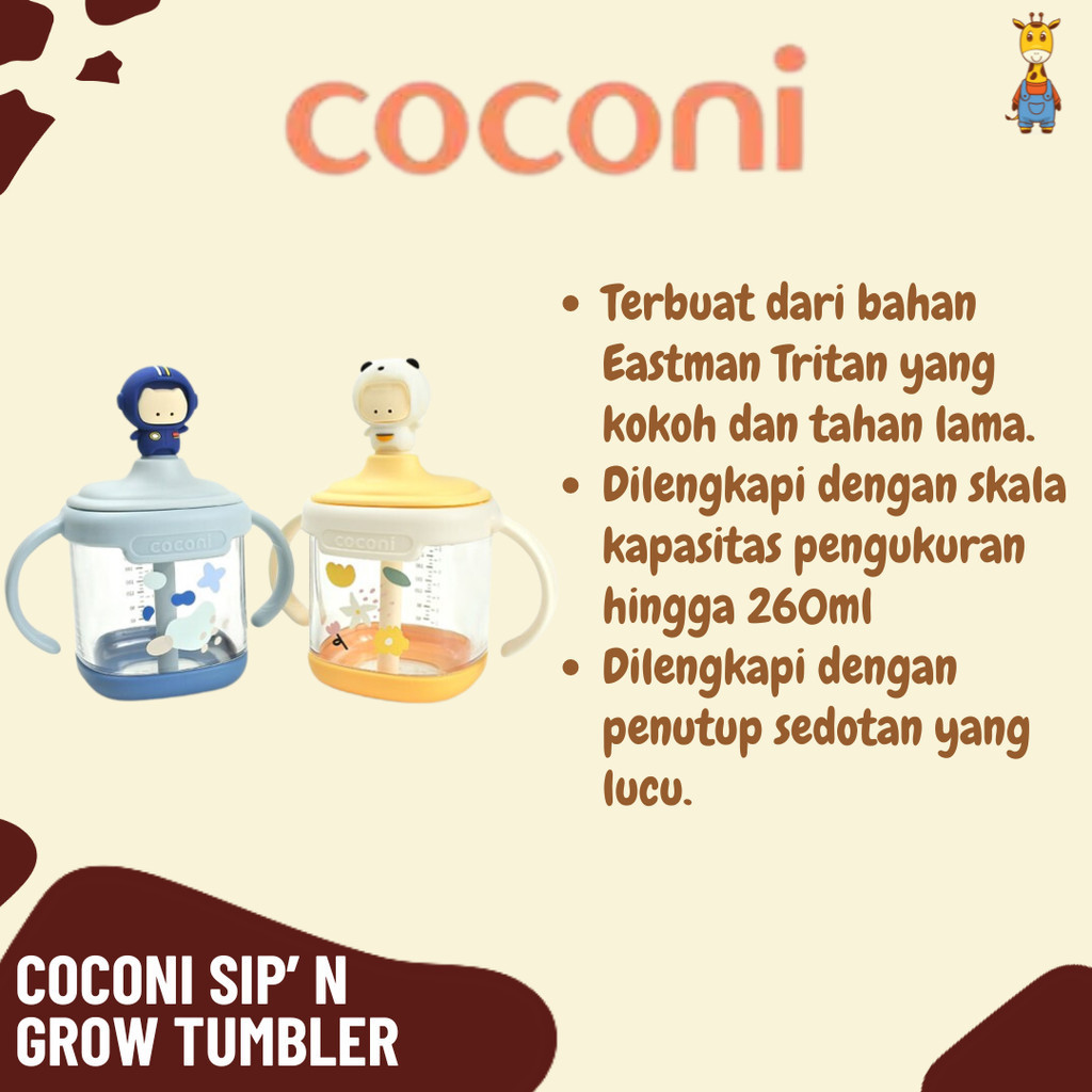 Coconi Sip’ n Grow Tumbler Sippy Cup 260ml - Gelas Susu Anak Sedotan