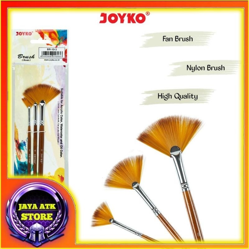 

Kuas Kipas JOYKO BR 10-3 Fan Nylon Brush Kuas Cat Minyak - Air - Acrylic Isi 3 Pcs