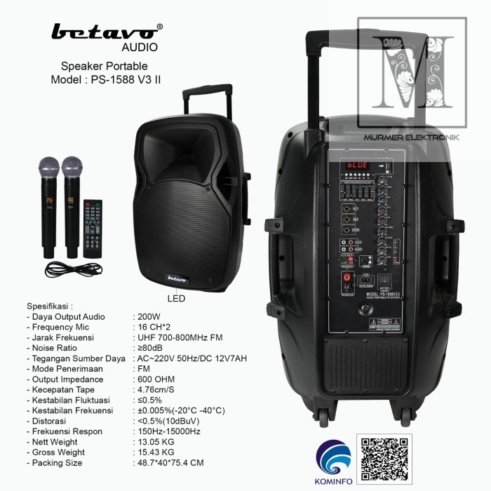 SPEAKER PORTABLE BETAVO PS 1588 V3 II PROFESSIONAL 15 INCH