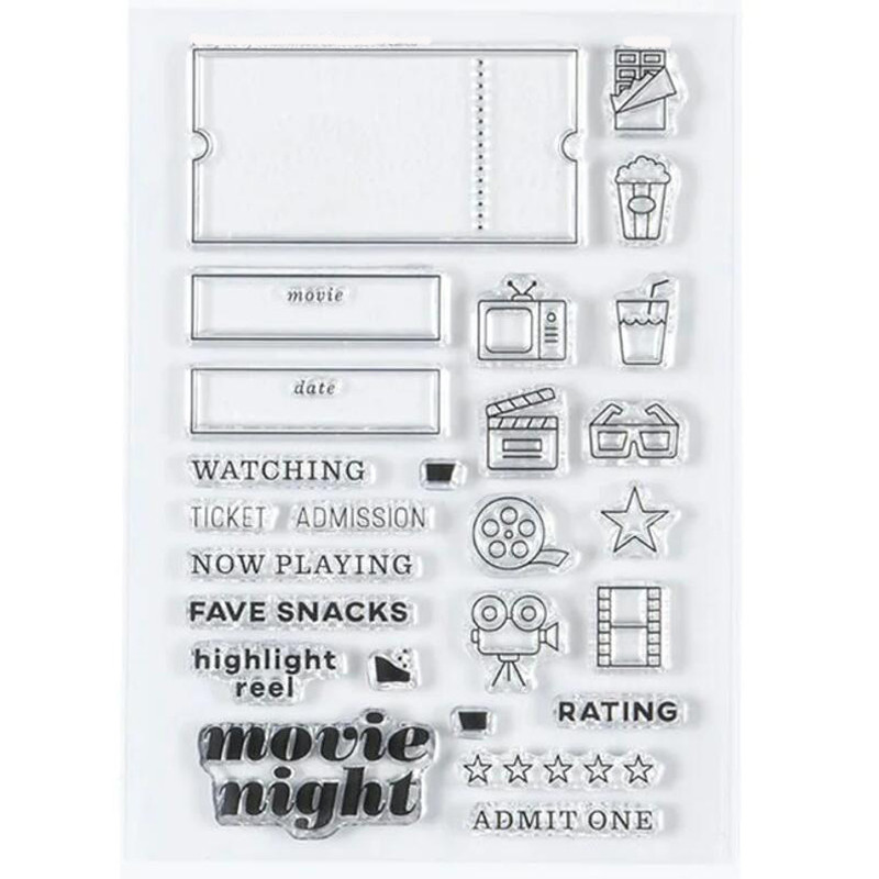 

movie night stamp Transparent Clear Silicone Stamps for DIY Scrapbooking/Card Making/Kids Crafts Decoration Supplies