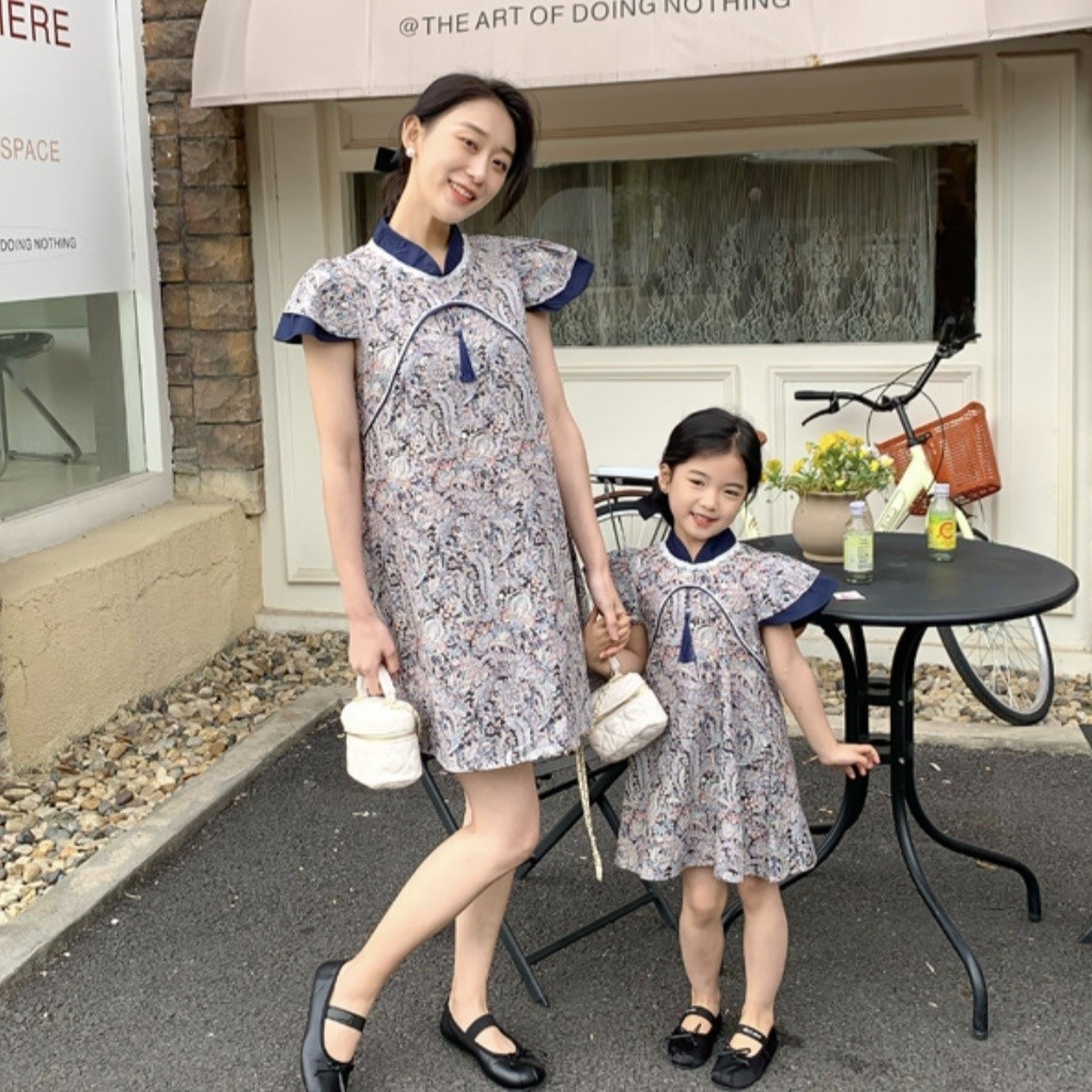 Hengseng Batik Qipao Couple Dress/ Couple Dress Cheongsam Ibu Dan Anak