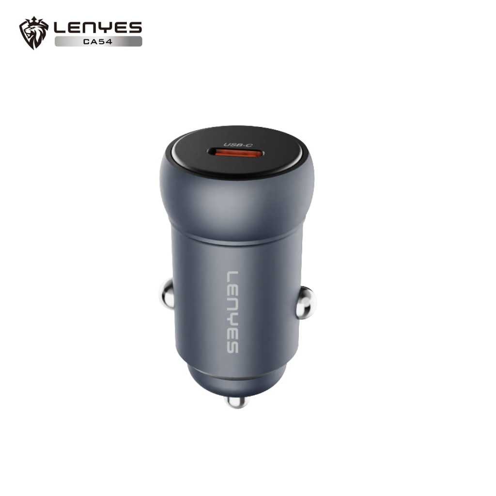 Adaptor Saver Mobil LENYES CA54 PD30W Mini Car Charger Fast Charging Type C Port Untuk HP
