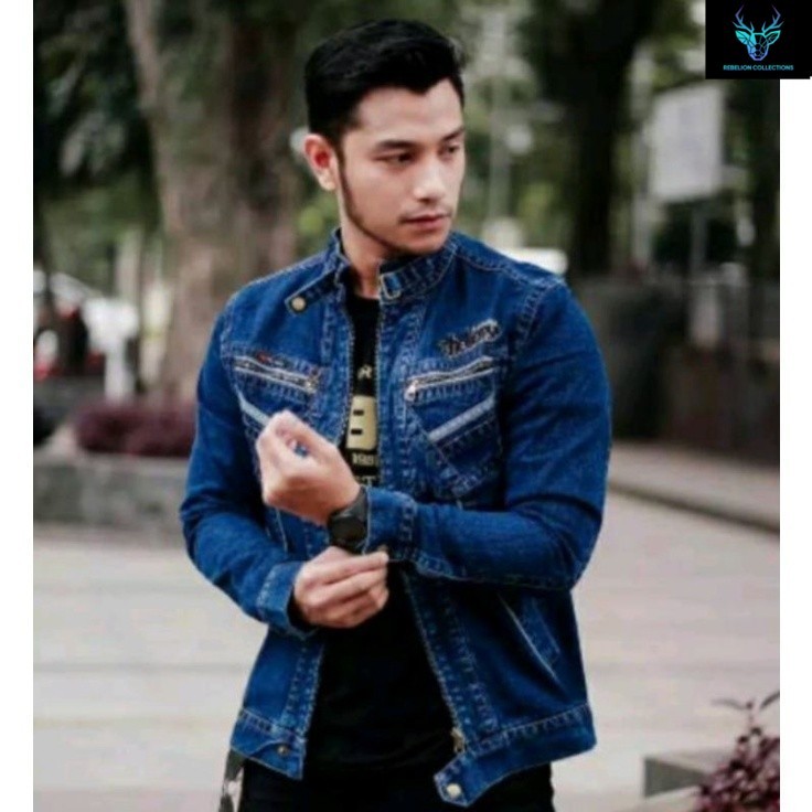 *promo*|| jaket jeans pria resleting ukuran L, XL,XXL,XXXL |  jaket denim zipper pria terbaru | jake