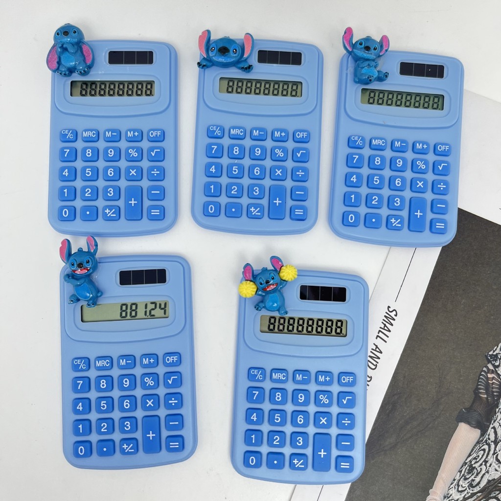 

Stitch Calculator Blue Rabbit Stitch Precision Computer Mini Portable Solar Powered 8-Bit Computer Children Back To School Gift