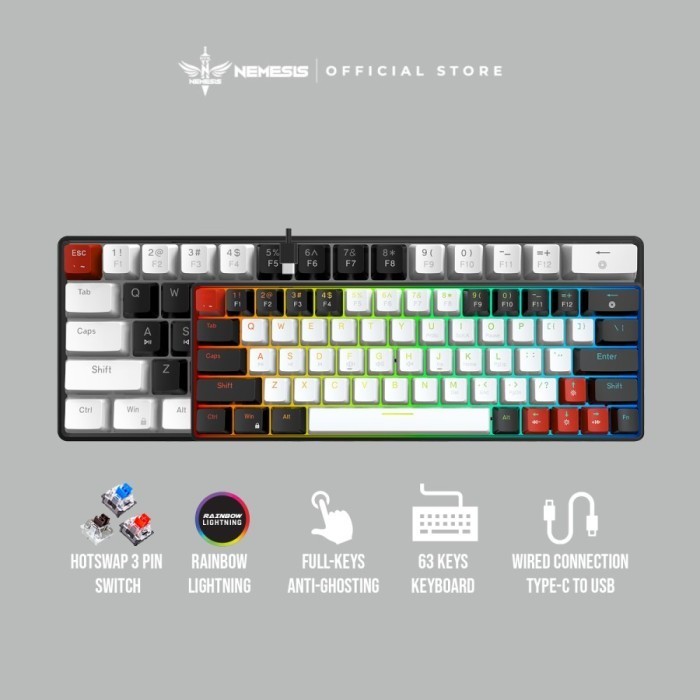 NYK - NYK Nemesis/ Helens63/ MKN07 / MKN-07 Wired Mechanical Gaming Keyboard
