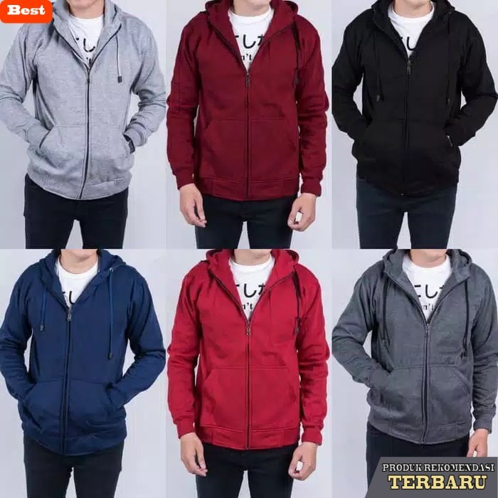 hoodie pria keren jaket hoodie merah maroon hoodie cowok pria murah keren gaul kuliah - M, Hitam