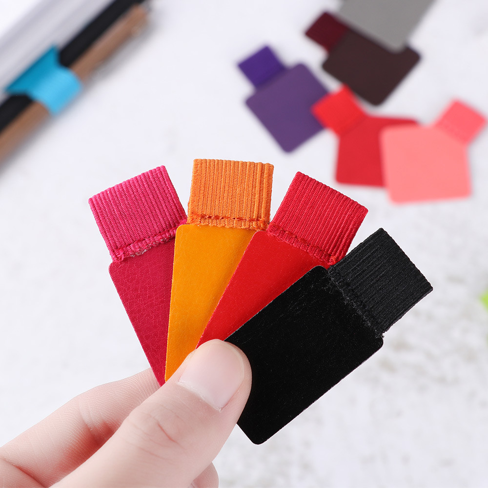

4Pcs/Set Leather Pen Clips Self-adhesive Pen Holder Portable Multicolor Pencil Elastic Loop Office Stationery Notebook Accessory